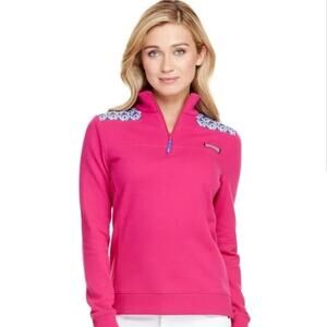 Vineyard Vines Fuchsia Quarter-Zip with Navy Accents